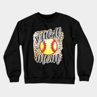 Softball Mom, Leopard Print Gift for Softball Moms Crewneck Sweatshirt